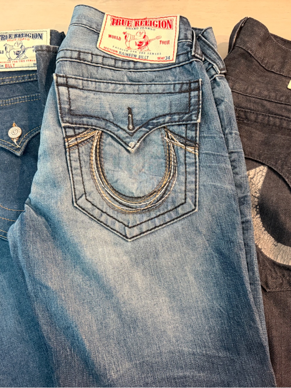 True Religion Dark Blue Denim Boot Cut Jeans Label